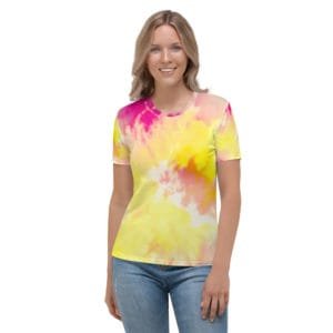 Yellow/Pink Tie Dye Women's T-shirt
