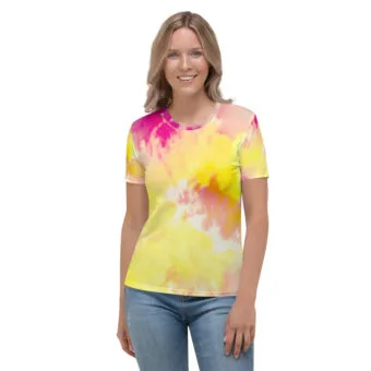 Yellow/Pink Tie Dye Women's T-shirt