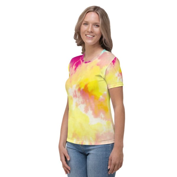 Yellow/Pink Tie Dye Women's T-shirt - Image 2