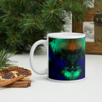 Tie Dye Green/Blue/White glossy mug