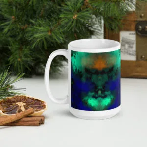 Alternative view of Tie Dye Green/Blue/White glossy mug